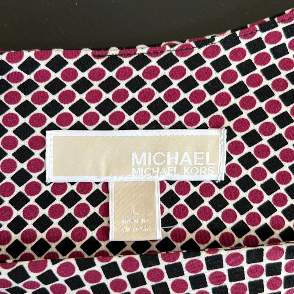 Michael Kors Tile Dot Sleeveless Border Dress Bone/Garnet - Picture 9 of 9